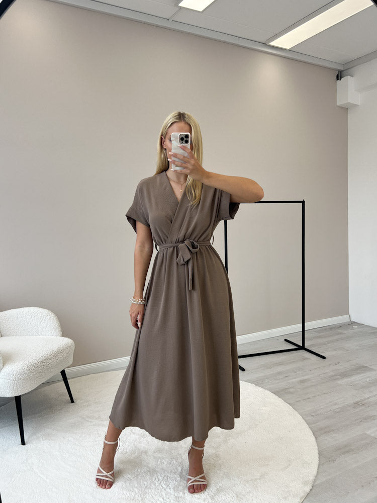 "Sunshine" schönes langes Kleid - mocca