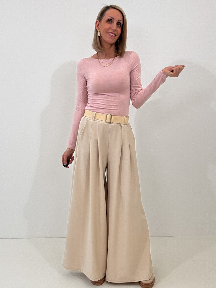 "Palazzo" weite angenehme Hose - beige