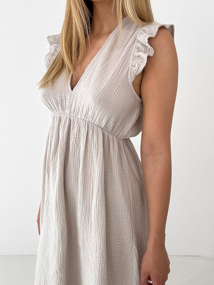"Pianosa Midi"- tolles Midikleid aus Musselin - beige