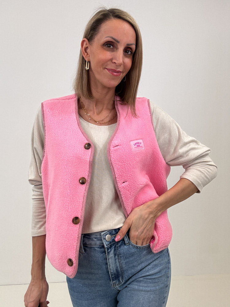 "Cutie Paisley" süße Teddy Weste mit Wendeoption - rosa
