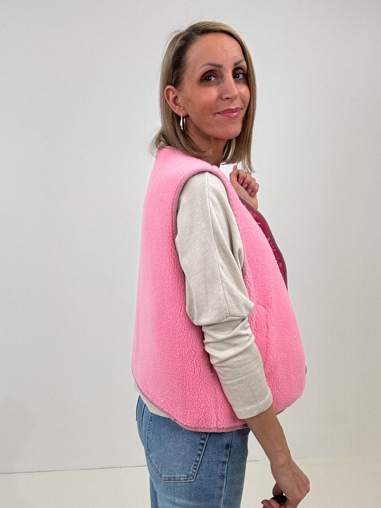 "Cutie Paisley" süße Teddy Weste mit Wendeoption - rosa