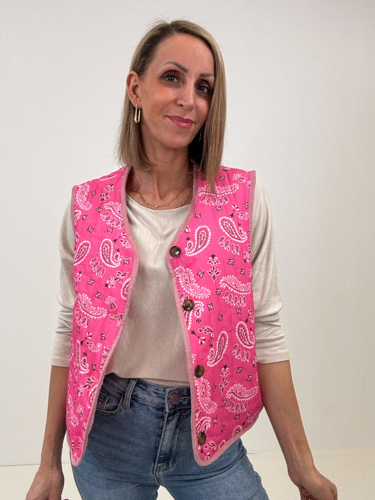 "Cutie Paisley" süße Teddy Weste mit Wendeoption - rosa