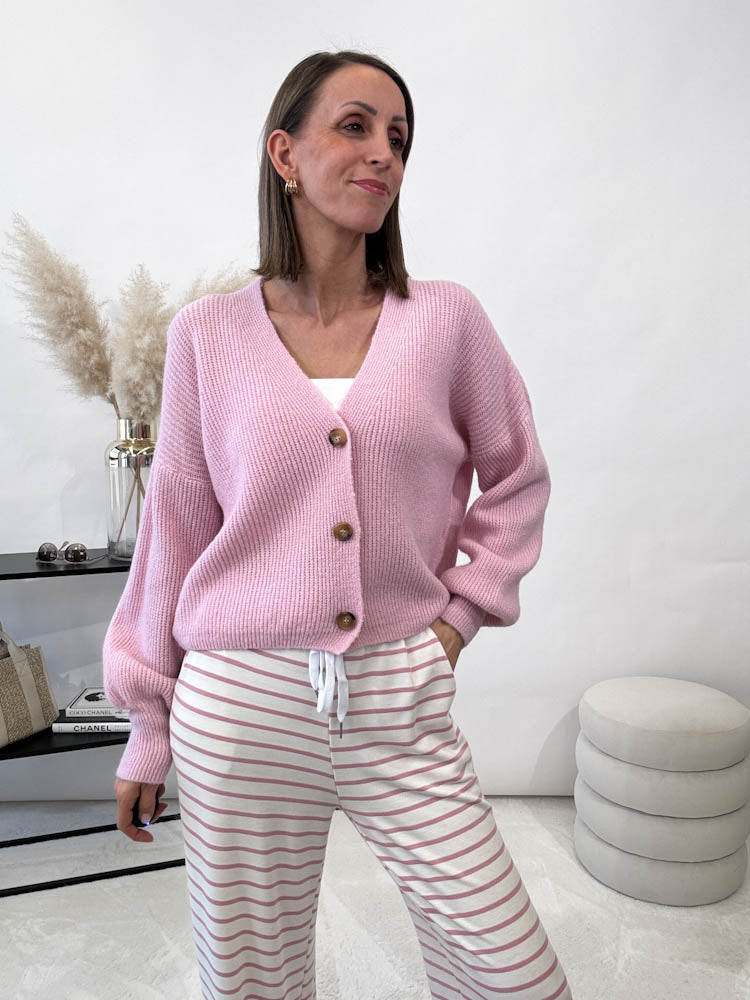 "New York" kuscheliger Cardigan - puderrosa