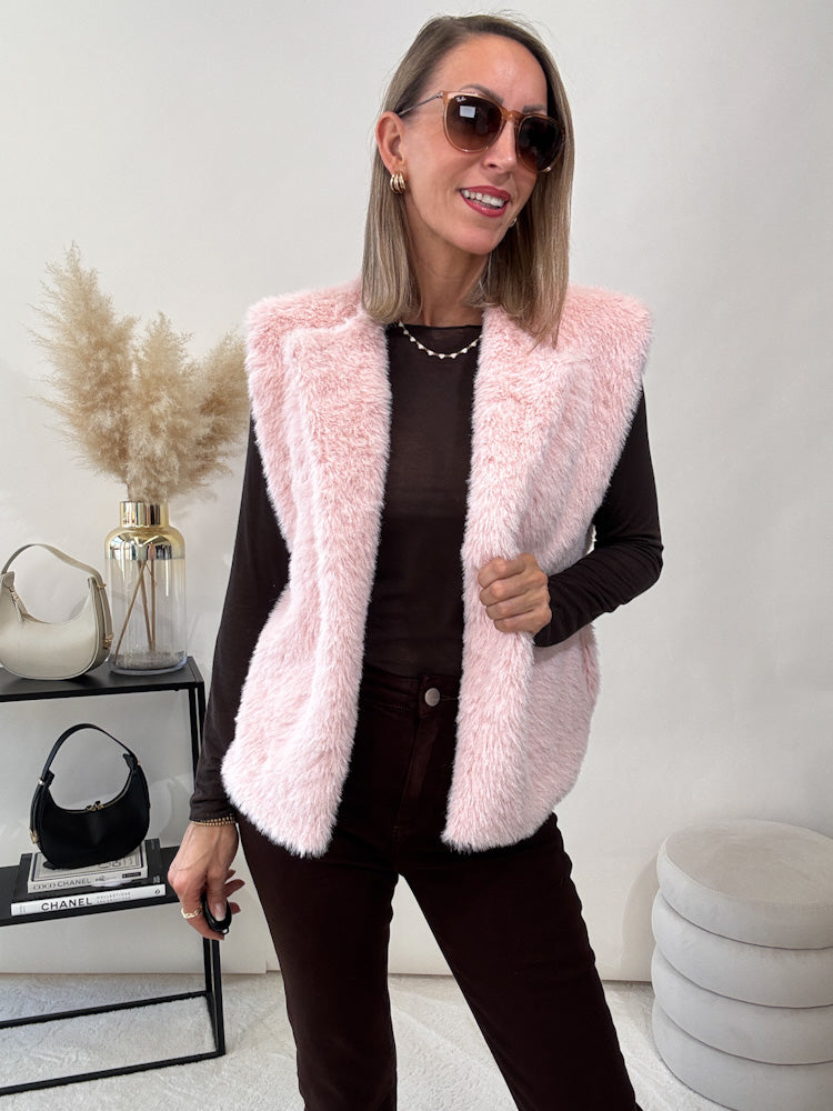 "Teddy Glam Vest" schicke Weste - puderrosa