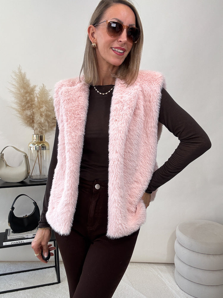 "Teddy Glam Vest" schicke Weste - puderrosa
