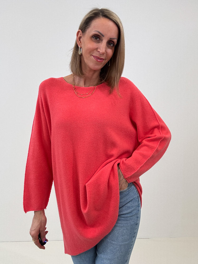 „Vicenza Long" weicher Pullover mit Viscose - coral