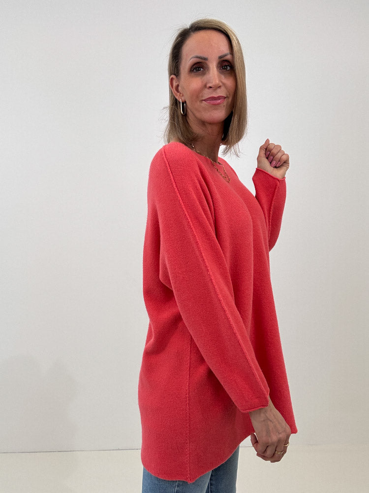 „Vicenza Long" weicher Pullover mit Viscose - coral