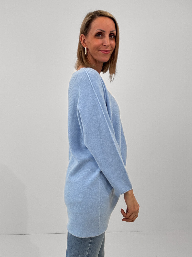 "Vicenza Long" weicher Pullover mit Viscose - Sky Blue