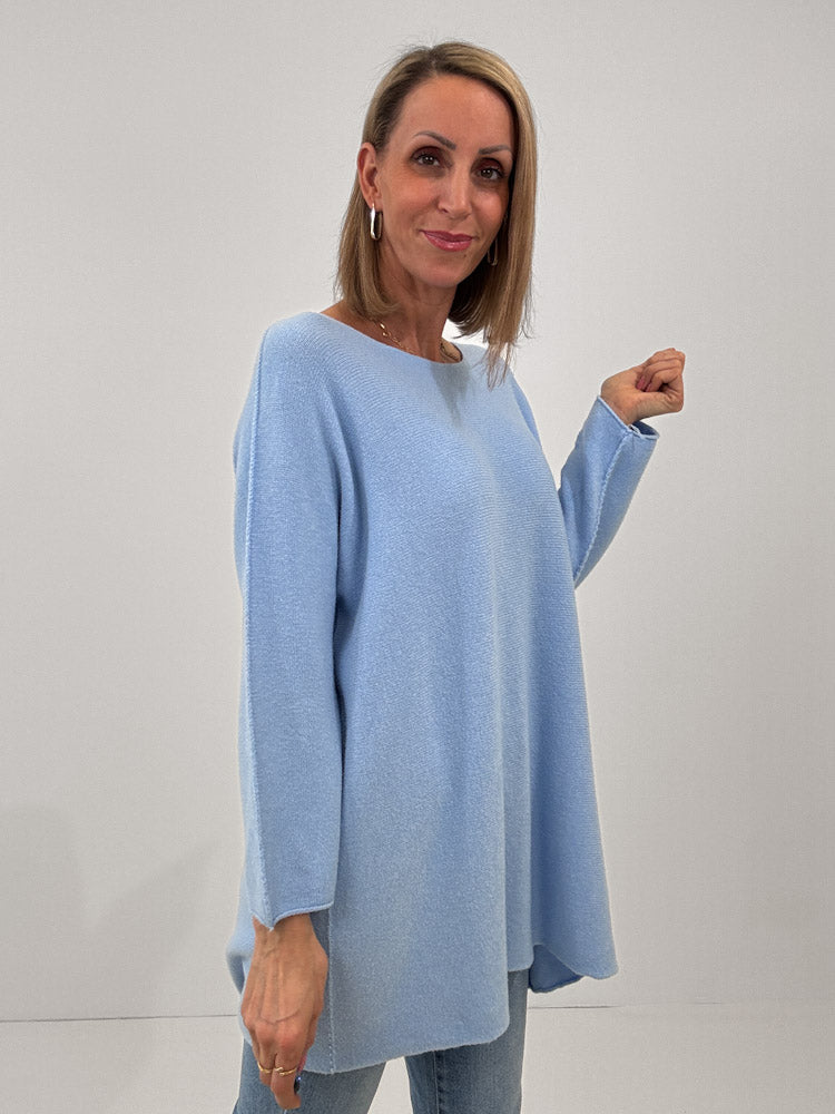 "Vicenza Long" weicher Pullover mit Viscose - Sky Blue