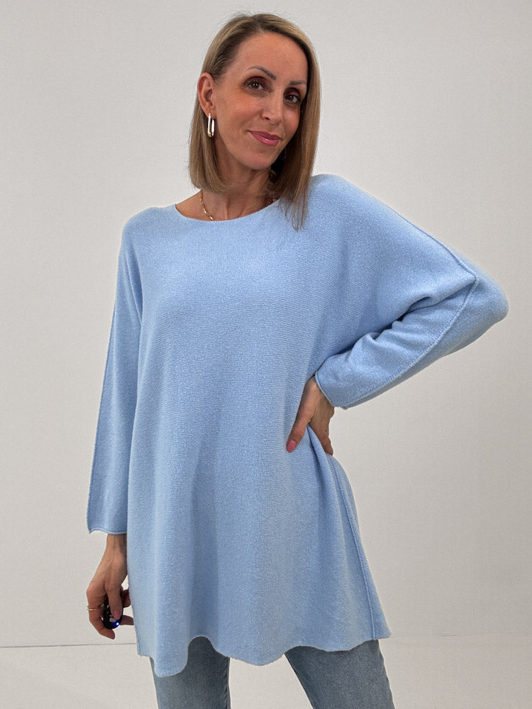 "Vicenza Long" weicher Pullover mit Viscose - Sky Blue