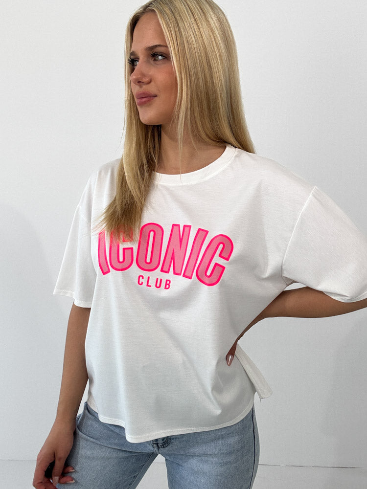 "Iconic Club" butterweiches T-Shirt aus Viscose - weiß