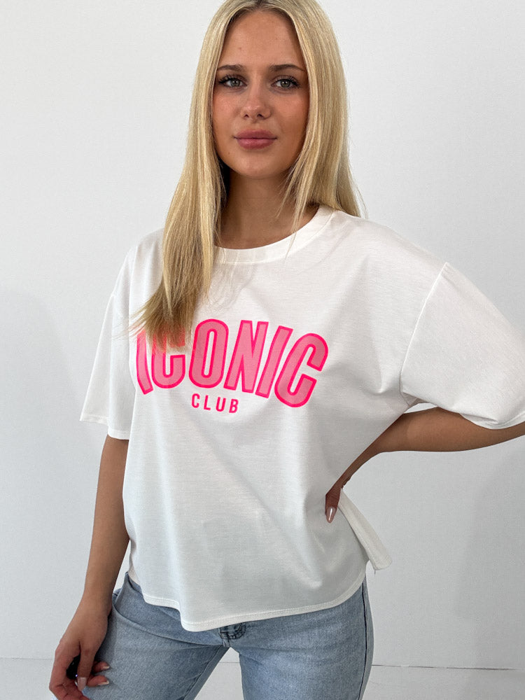 "Iconic Club" butterweiches T-Shirt aus Viscose - weiß
