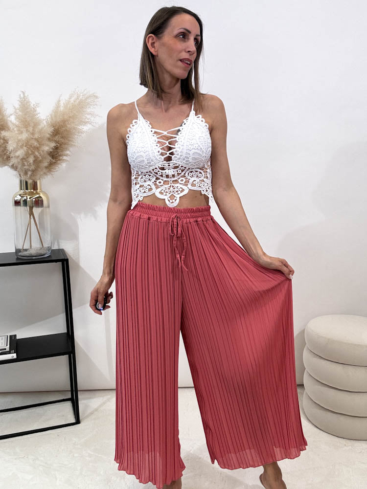 Culotte Plissee Hose - indian rose