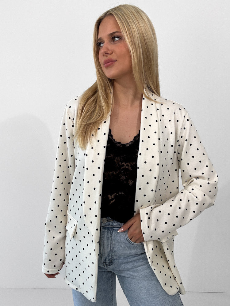 "Dot Chic" stylischer butterweicher Blazer - weiß/ schwarz