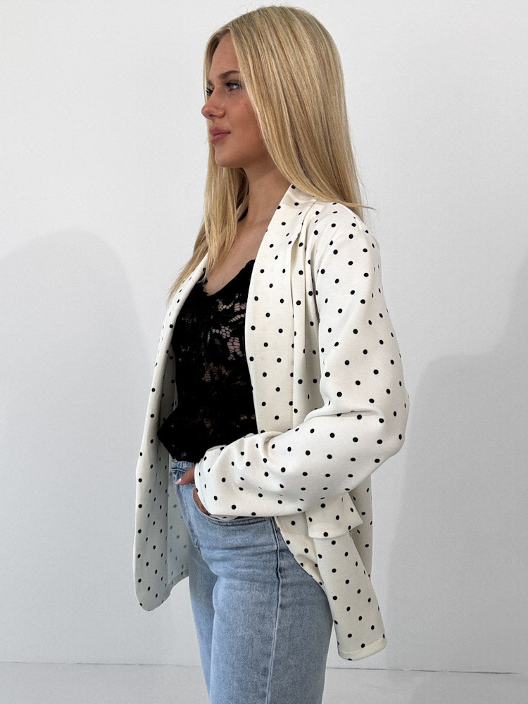 "Dot Chic" stylischer butterweicher Blazer - weiß/ schwarz