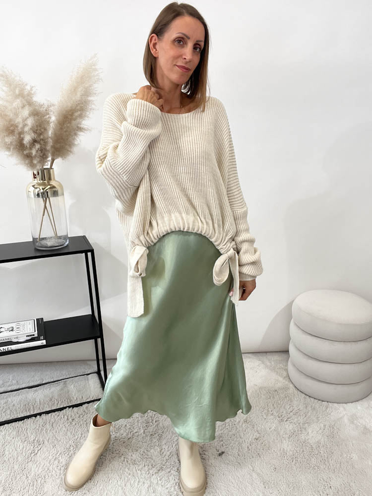 "Silky Maxi" langer viscose Rock - matcha green