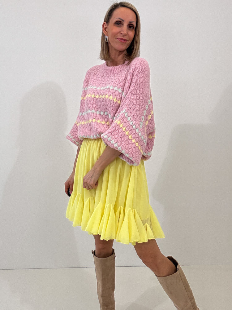 "Bella" Rock aus Viskose - zitronengelb