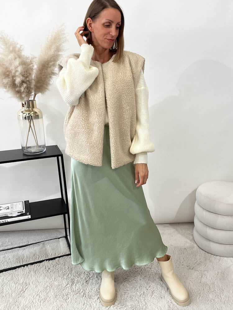"Silky Maxi" langer viscose Rock - matcha green