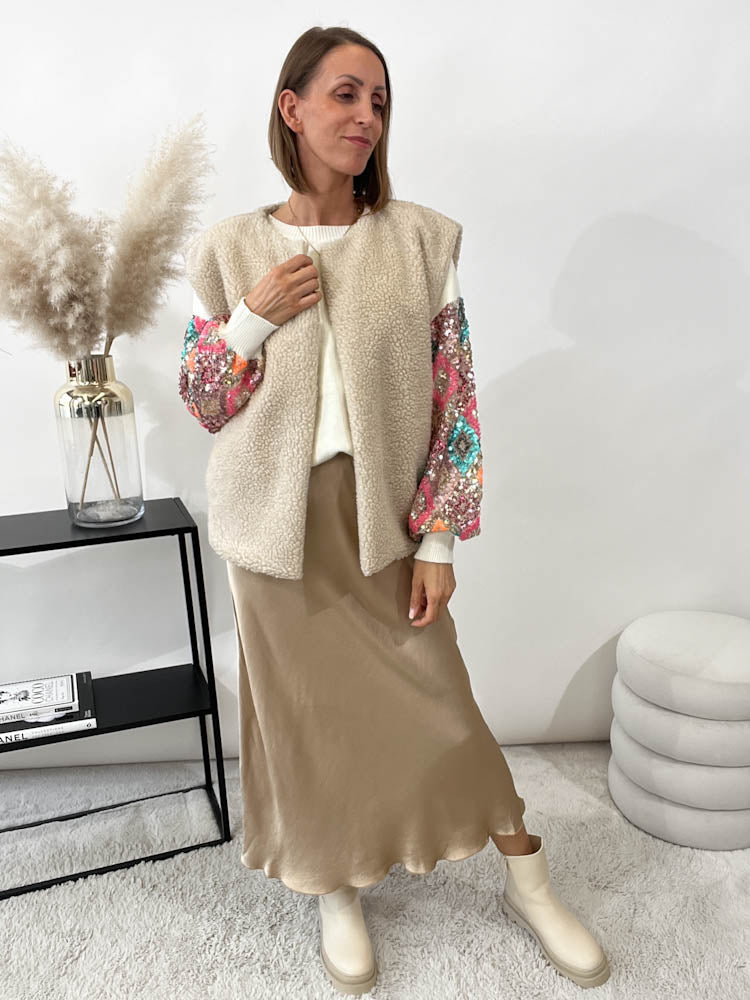 "Teddy Vest" süße Teddy Weste - hellbeige