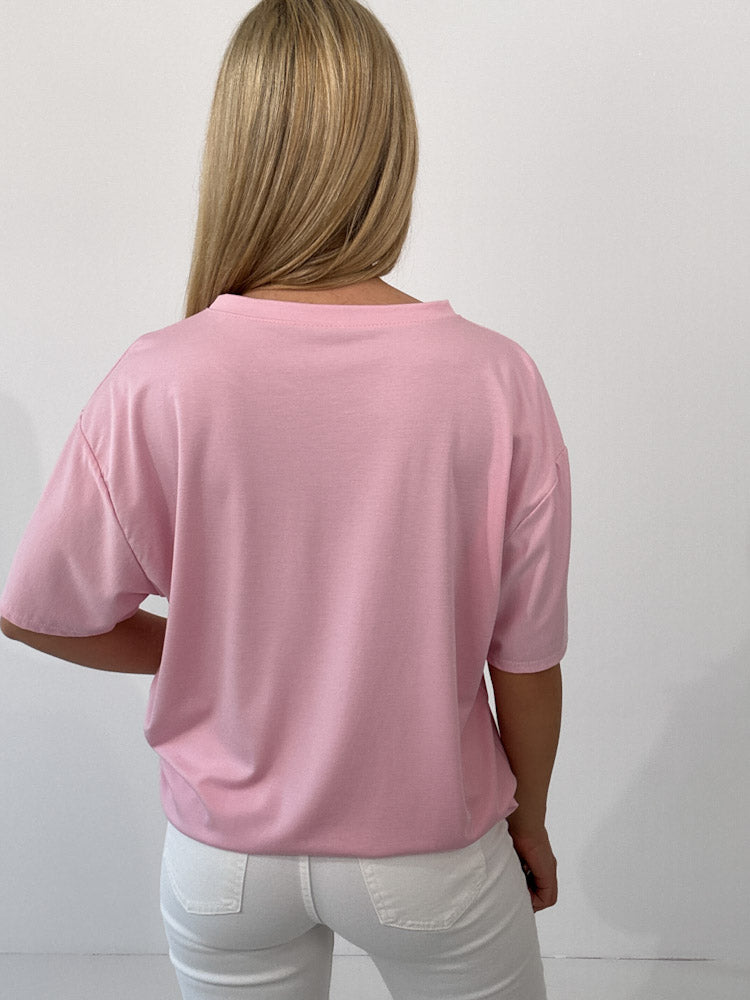 "Iconic Club" butterweiches T-Shirt aus Viscose - rosa