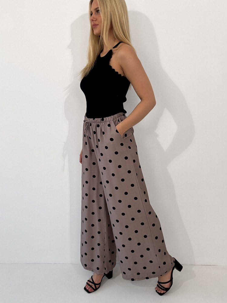 "Milano Dots" weiche Hose aus Viscose - mocca/schwarz
