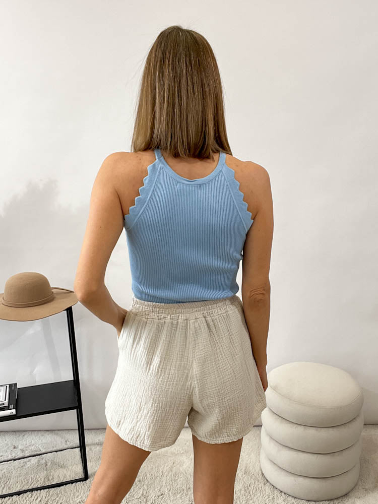 "Shorty" Short aus Baumwolle (Musselin) - beige