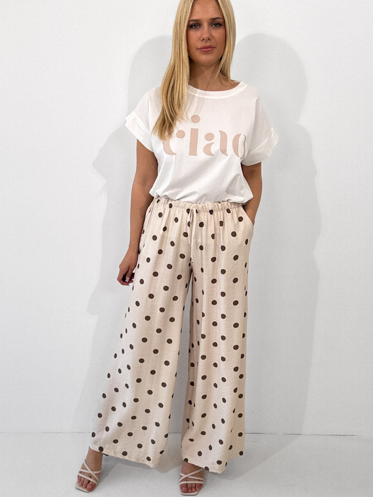 "Milano Dots" weiche Hose aus Viscose - beige/braun