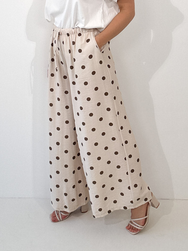 "Milano Dots" weiche Hose aus Viscose - beige/braun