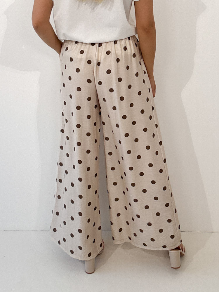 "Milano Dots" weiche Hose aus Viscose - beige/braun