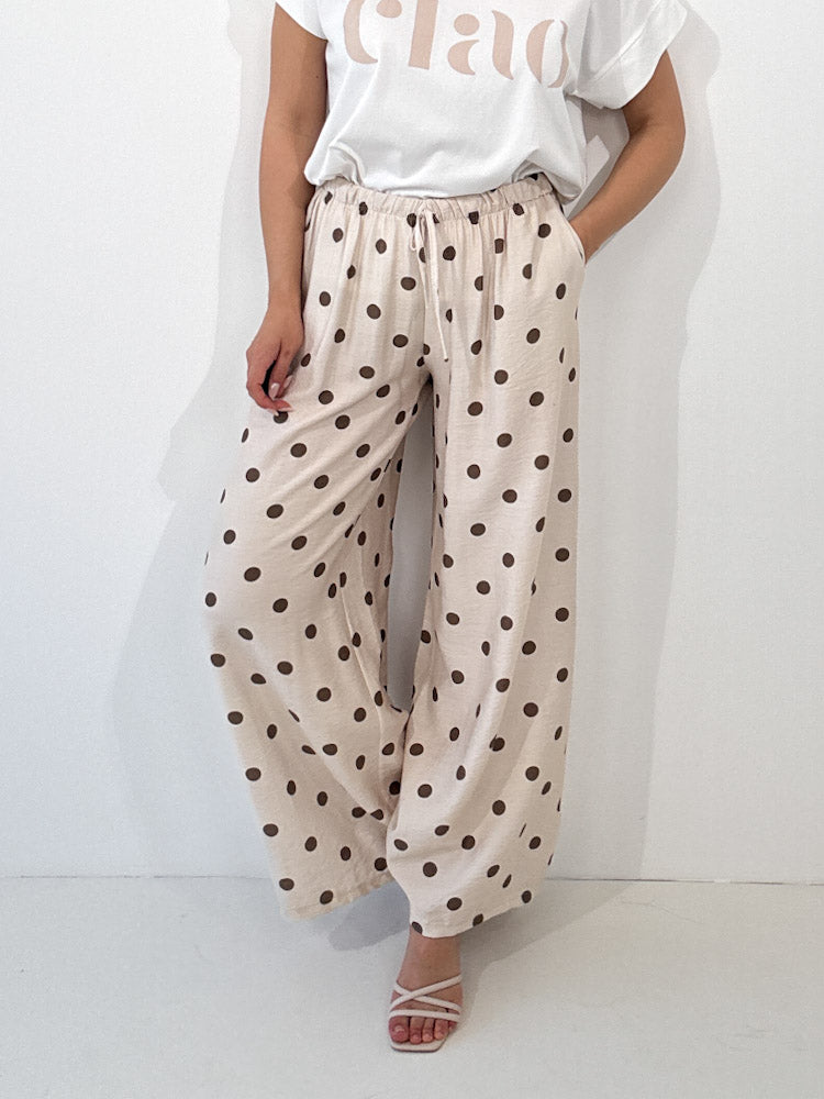 "Milano Dots" weiche Hose aus Viscose - beige/braun