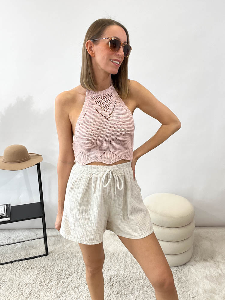 "Shorty" Short aus Baumwolle (Musselin) - beige