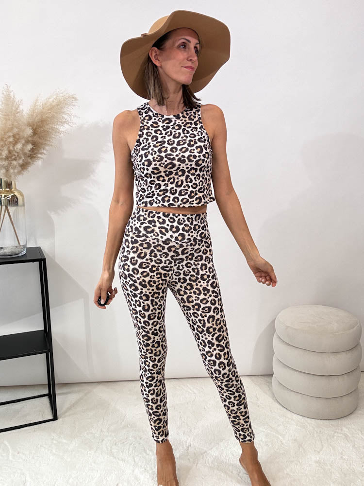"Wild" weiche Legging - Leo/Beige