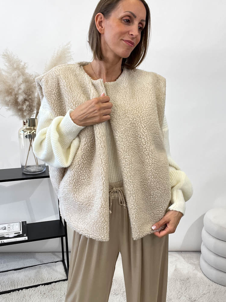 "Teddy Vest" süße Teddy Weste - hellbeige
