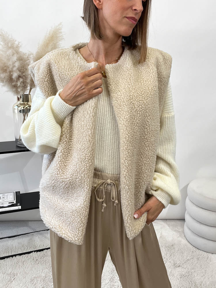 "Teddy Vest" süße Teddy Weste - hellbeige