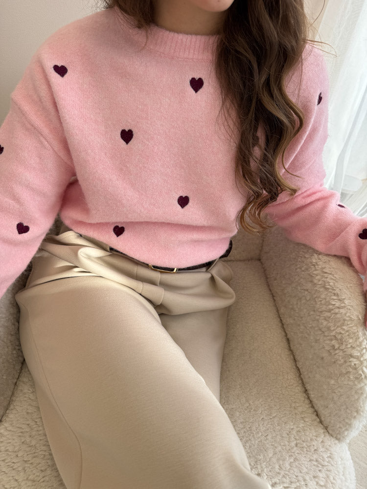 "Little Heart" Pullover aus Viscose - rosa