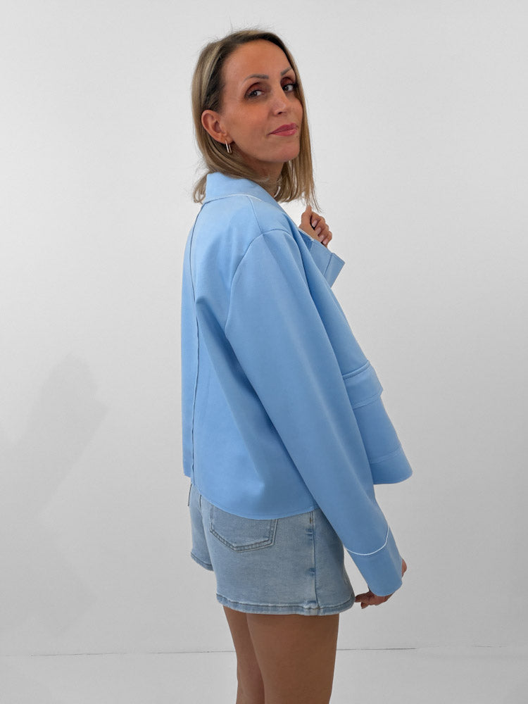 "Nelli" weiche Jacke in Velourleder Optik - sky blue