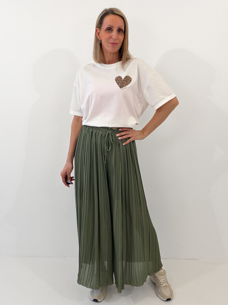 Culotte Plissee Hose - khaki