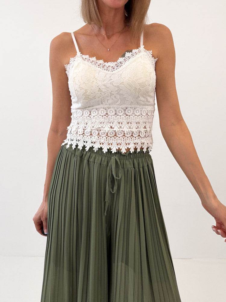 Culotte Plissee Hose - khaki