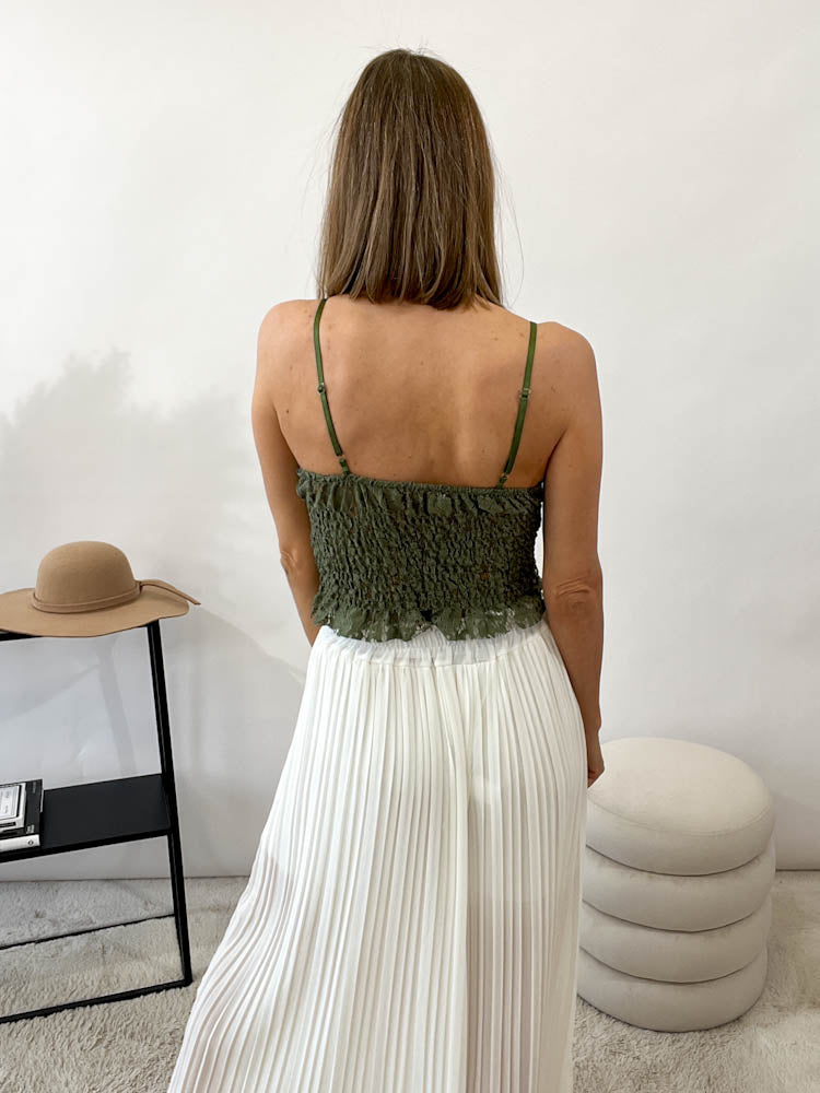 Plissee Culotte Hose - weiß