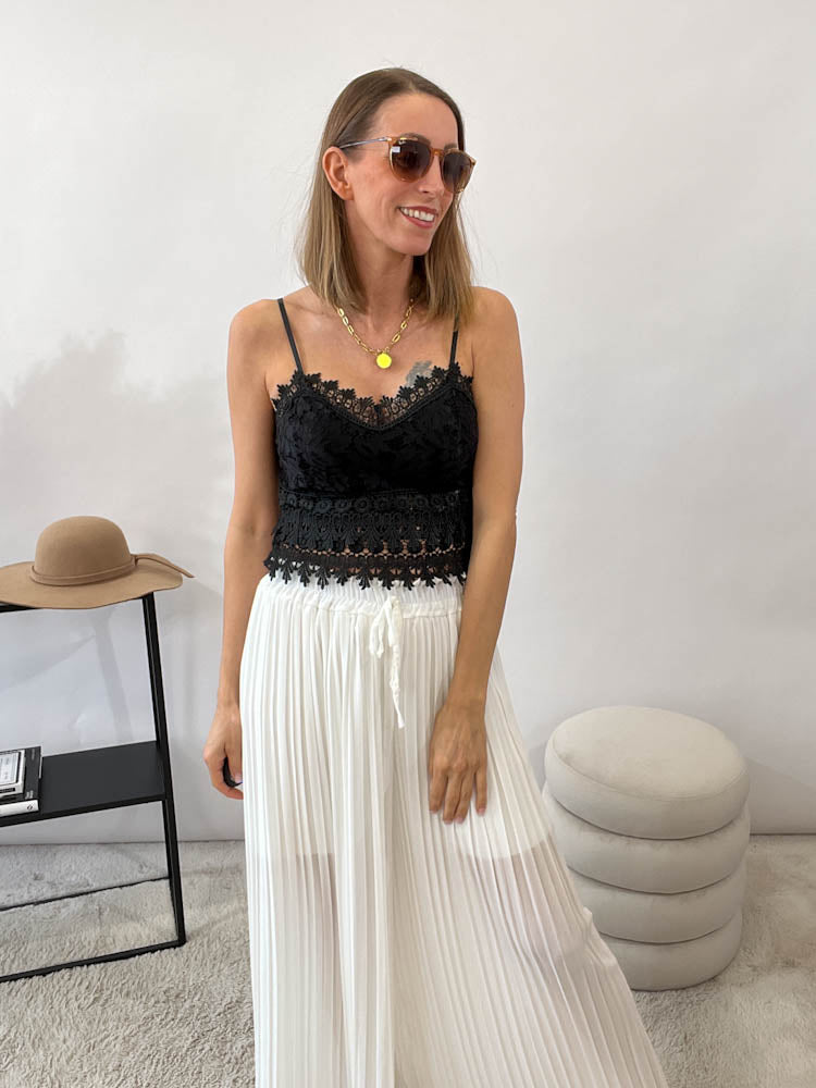 Plissee Culotte Hose - weiß