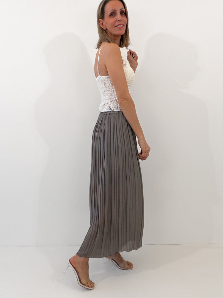 Plissee Culotte Hose - warmes grau