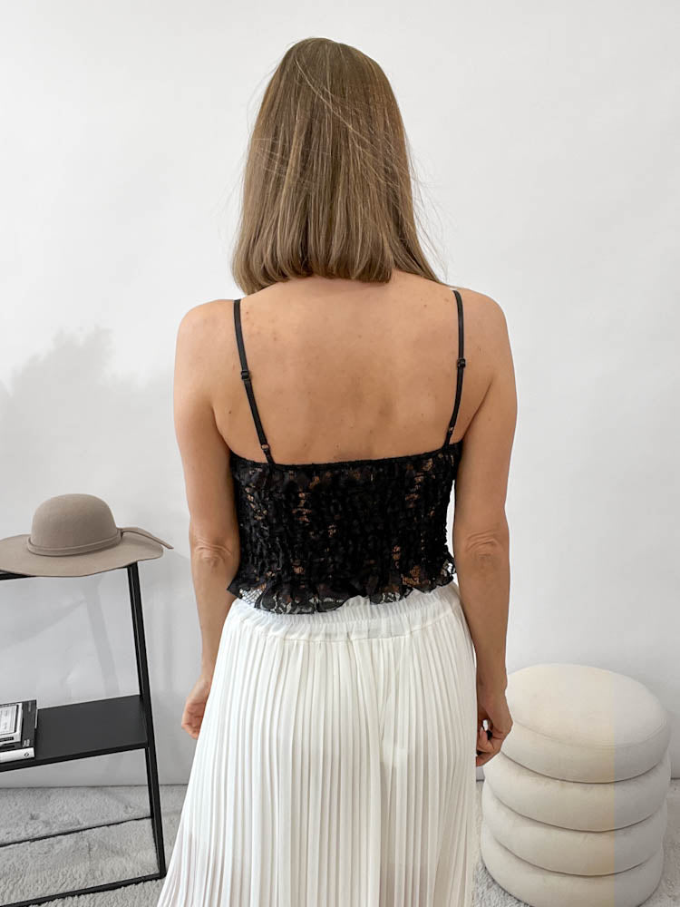 "Leah" Crop Top Lace - schwarz
