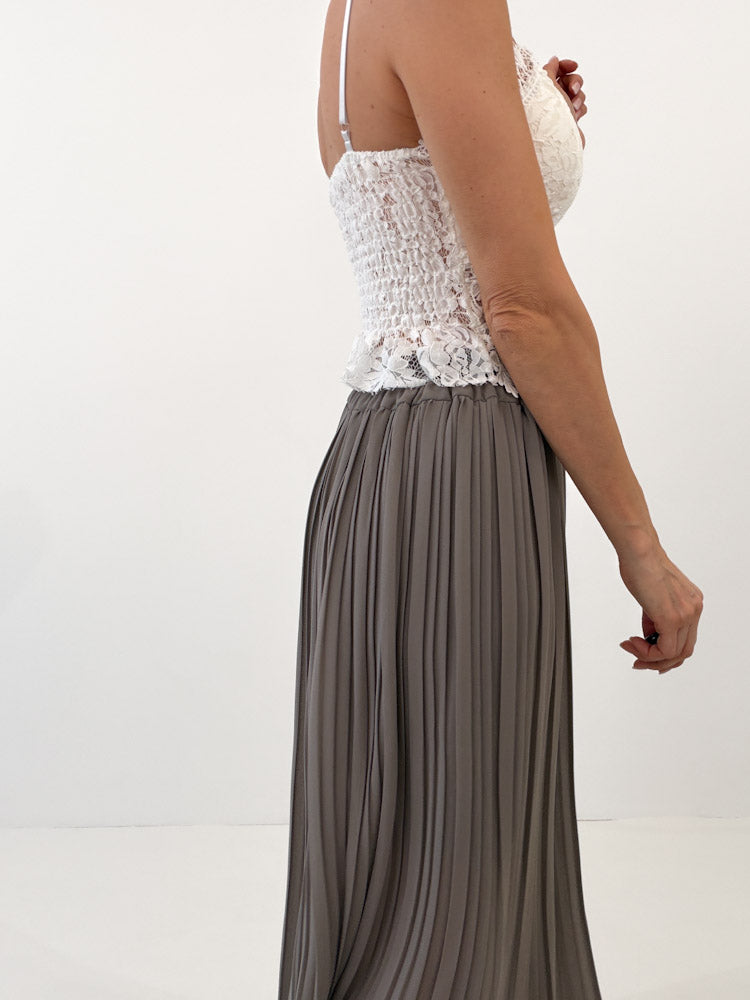 Plissee Culotte Hose - warmes grau