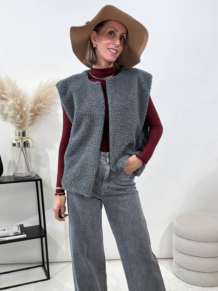 "Teddy Vest" süße Teddy Weste - grau