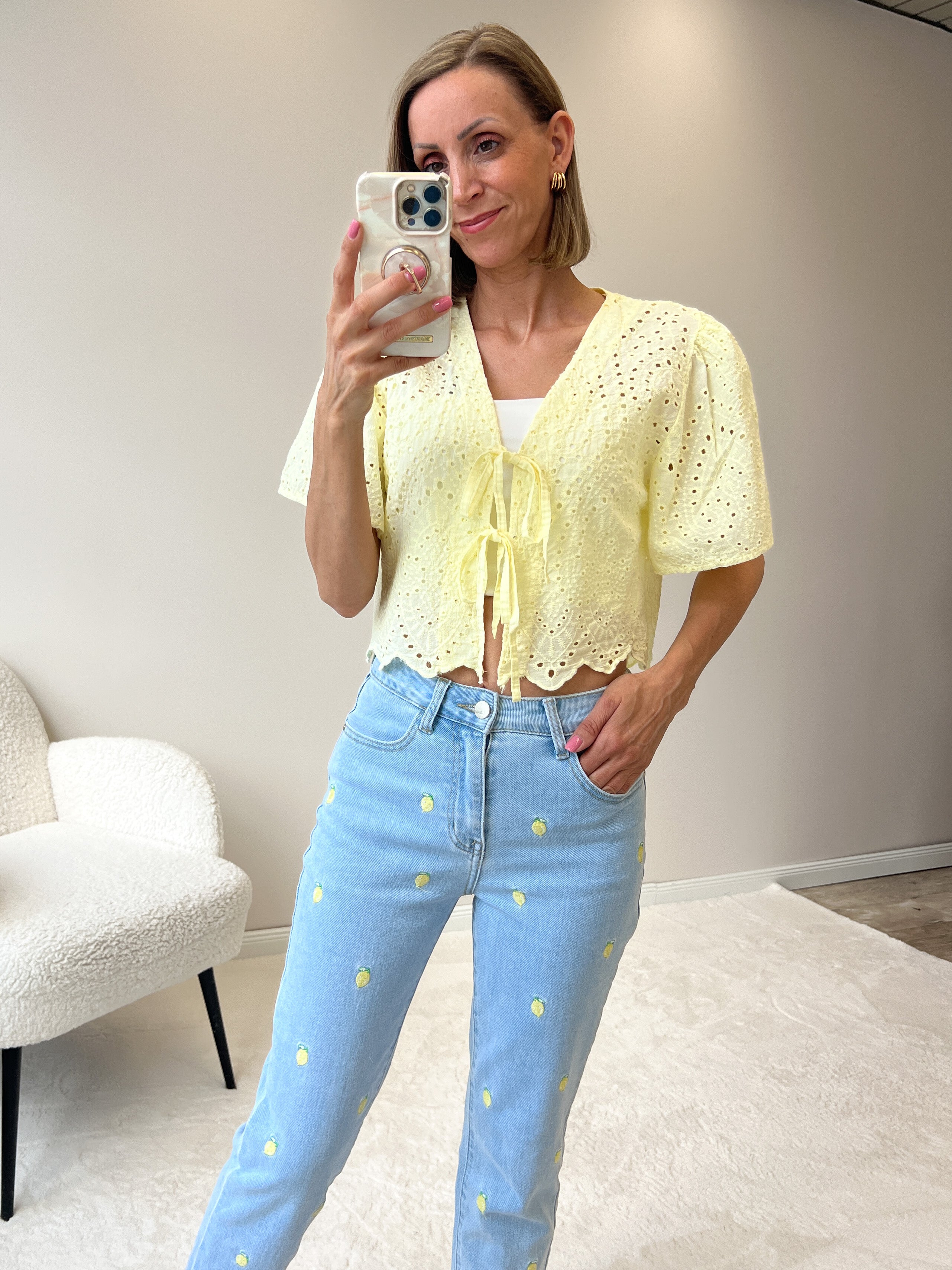 "Lemon" Mom Fit Jeans - blau