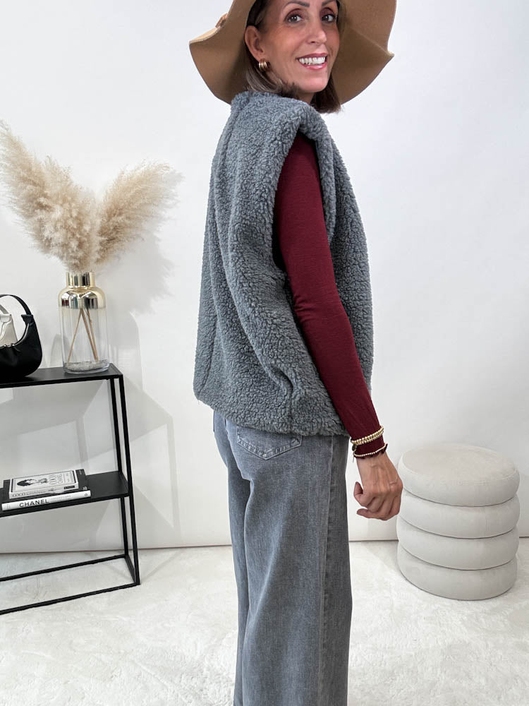 "Teddy Vest" süße Teddy Weste - grau