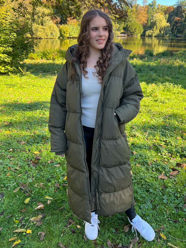 "Ohio" wattierte langer Wintermantel - khaki