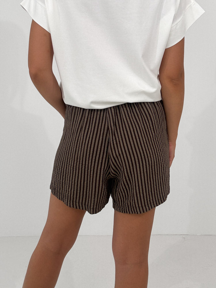 "Shorty Stripes" Short aus Musselin - braun/mocca