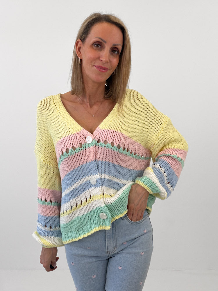 "New Noli" weicher Strickcardigan aus Baumwolle & Viscose- bunt