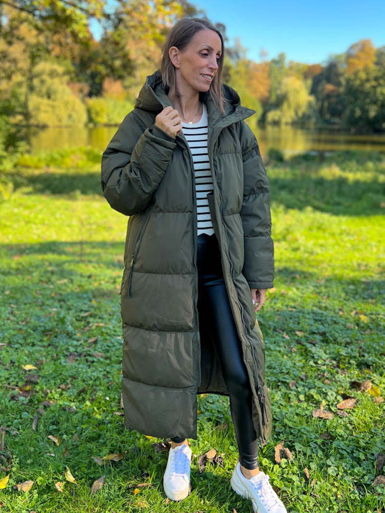 "Ohio" wattierte langer Wintermantel - khaki